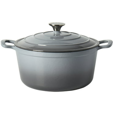 Crock Pot 69146.02 Artisan Oval Cast Iron Dutch Oven with Non-Stick Surface Slate Gray 7 Quart 